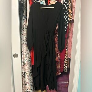 SHIEN Black Wrap Dress